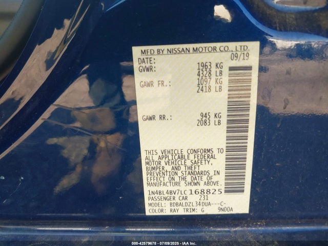 Nissan 2020 2020 1N4BL4BV7LC168825 Image 9