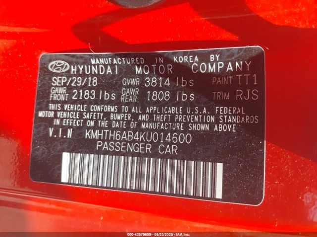 2019 HYUNDAI VELOSTER KMHTH6AB4KU014600 Photo 8