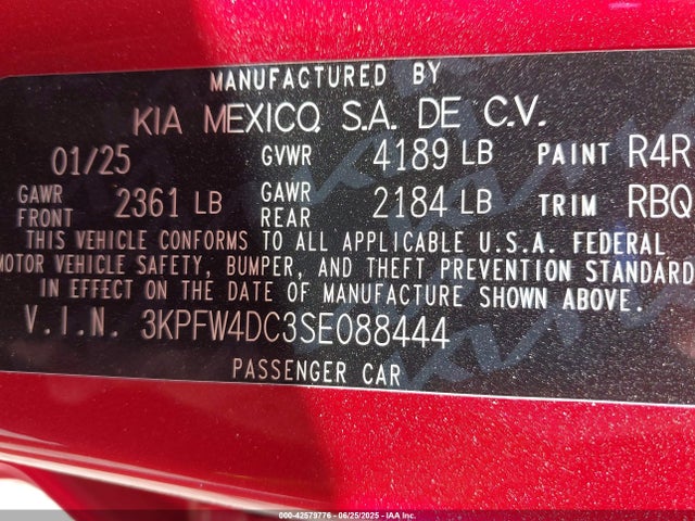 KIA t-gdi gamma-ii 2025 3KPFW4DC3SE088444 Image 9