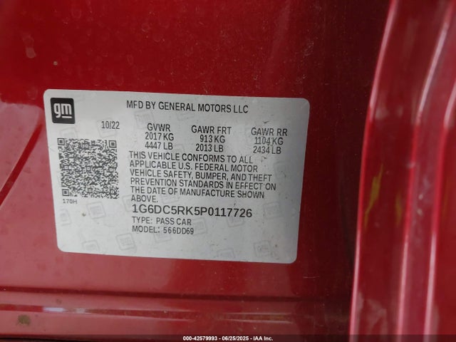 1G6DC5RK5P0117726 Cadillac lsy