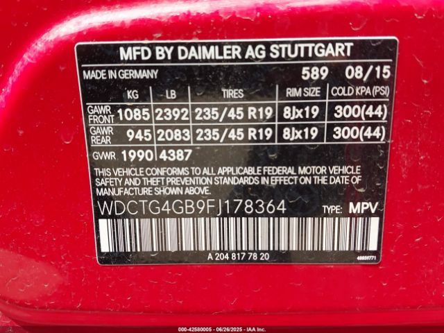 2015 MERCEDES-BENZ GLA 250 WDCTG4GB9FJ178364 Photo 8
