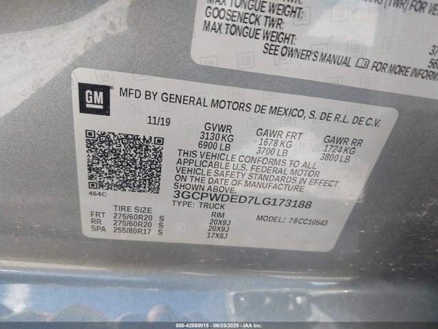 3GCPWDED7LG173188 Chevrolet l84 - di, dfm, alum, gen 5, var 2