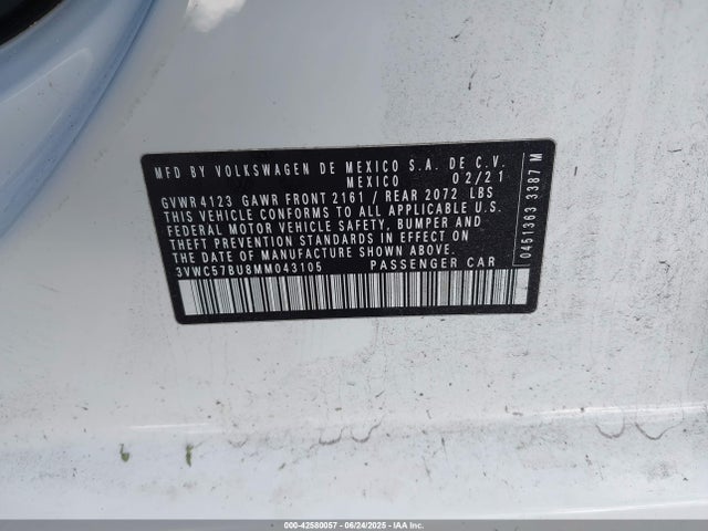 3VWC57BU8MM043105 Volkswagen tsi