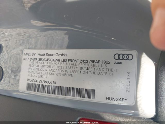 2018 AUDI TT RS WUACSAFV2J1900610 Photo 8