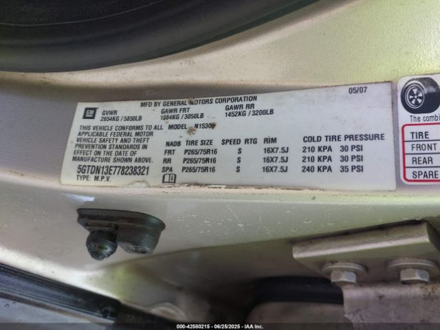 2007 HUMMER H3 SUV 5GTDN13E778238321 Photo 8