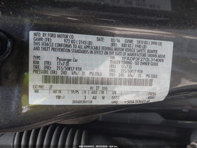 1FADP3F27GL314069 Ford Focus