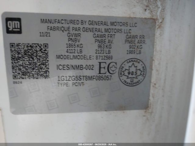 2021 CHEVROLET MALIBU 1G1ZG5ST8MF085057 Photo 8