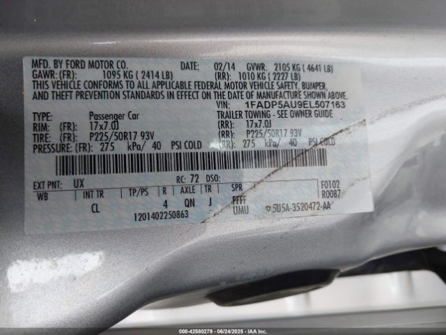 1FADP5AU9EL507163 Ford atk ivct hev
