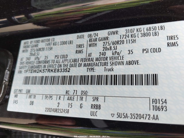 Ford 5.0l-4v 2024 1FTEW2K57RKE83352 Image 9