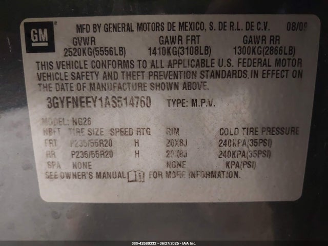 2010 CADILLAC SRX 3GYFNEEY1AS514760 Photo 8