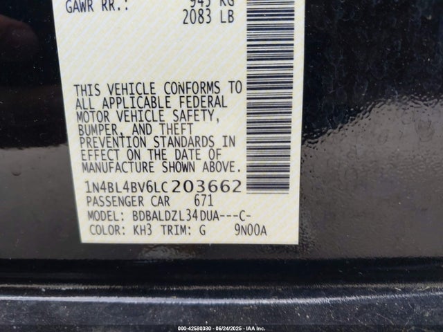 1N4BL4BV6LC203662 Nissan 2020