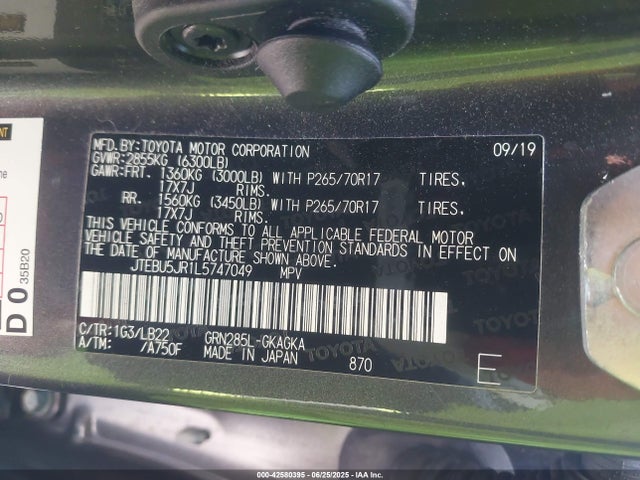 JTEBU5JR1L5747049 Toyota 1gr-fe