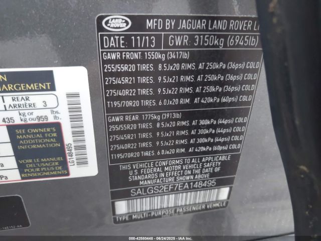2014 LAND ROVER RANGE ROVER SALGS2EF7EA148495 Photo 8