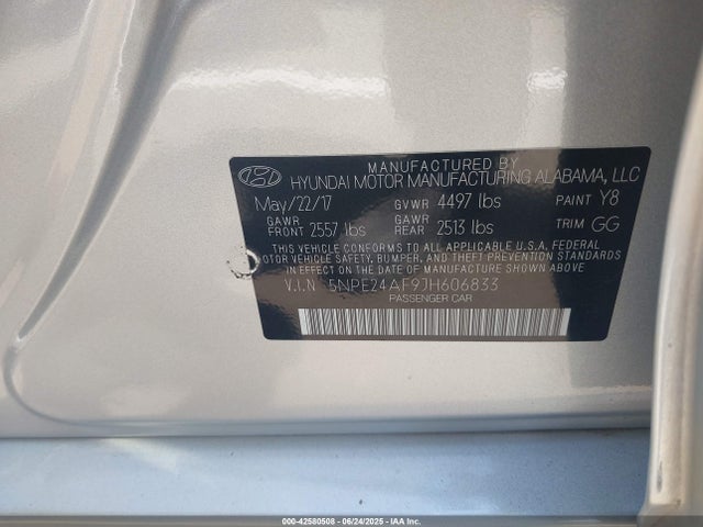 5NPE24AF9JH606833 Hyundai gdi theta-ii