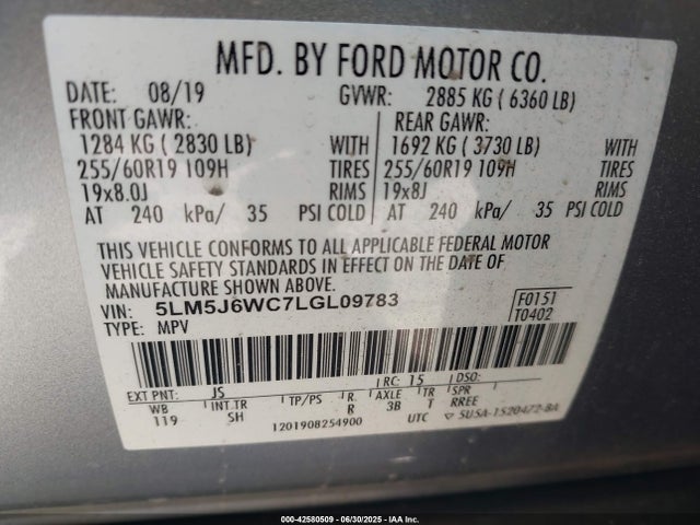 5LM5J6WC7LGL09783 Lincoln 2020