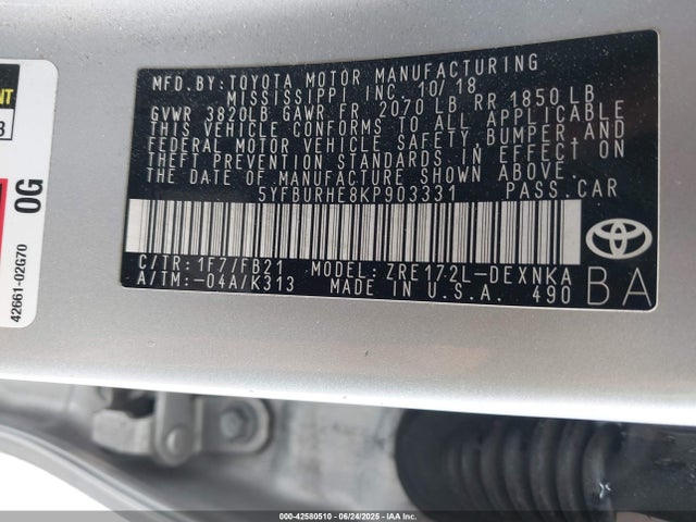 Toyota COROLLA LE 2019 5YFBURHE8KP903331 Image 9
