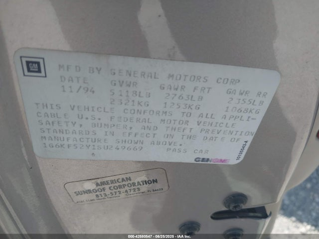 1995 CADILLAC DEVILLE 1G6KF52Y1SU249669 Photo 8