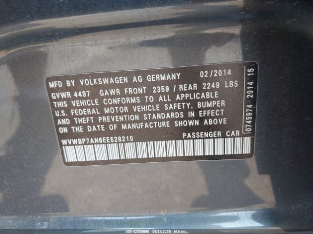 2014 VOLKSWAGEN CC WVWBP7AN6EE528210 Photo 8
