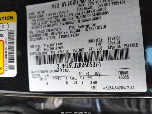 3LN6L5LU2KR605374 Lincoln 2.0l 4v atk