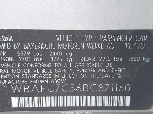2011 BMW 535I WBAFU7C56BC871160 Photo 8