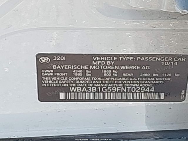 2015 BMW 320I WBA3B1G59FNT02944 Photo 8