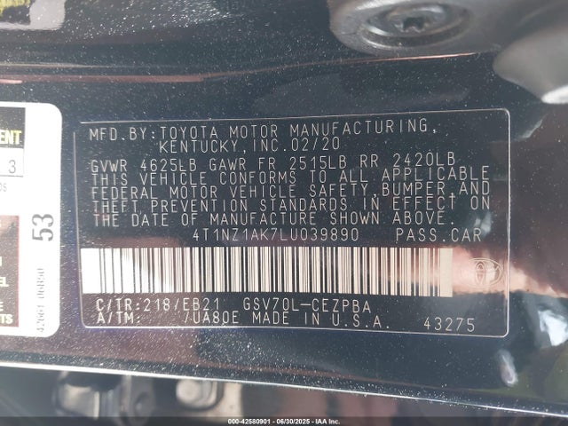 4T1NZ1AK7LU039890 Toyota CAMRY TRD