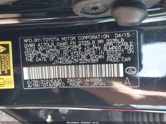 Lexus 2zr-fxe+3jm 2015 JTHKD5BH7F2239389 Image 9