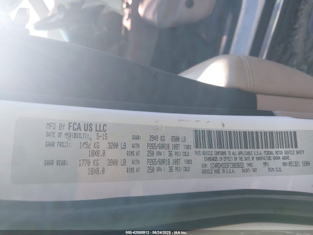Dodge Durango 2015 1C4RDHDG5FC883652 Image 9