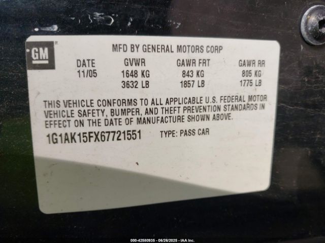 2006 CHEVROLET COBALT 1G1AK15FX67721551 Photo 8