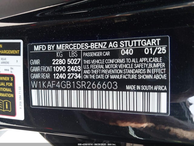 W1KAF4GB1SR266603 Mercedes-Benz m254