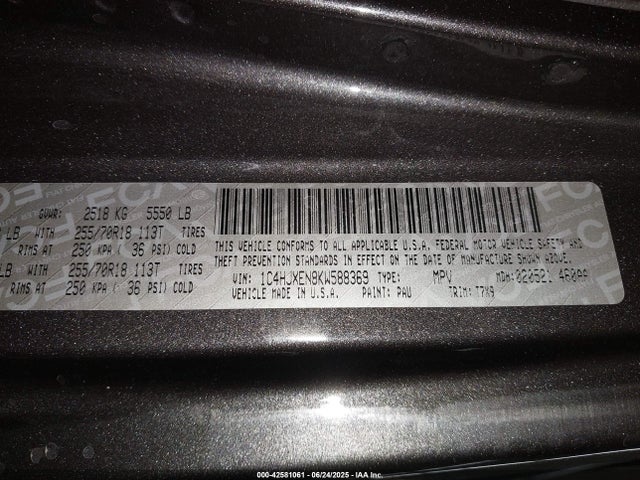 1C4HJXEN8KW588369 Jeep 2019