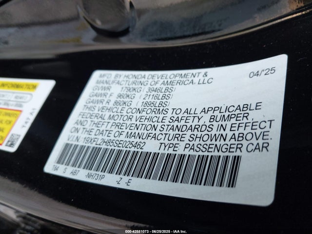 Honda k20c9 2025 19XFL2H85SE025462 Image 9