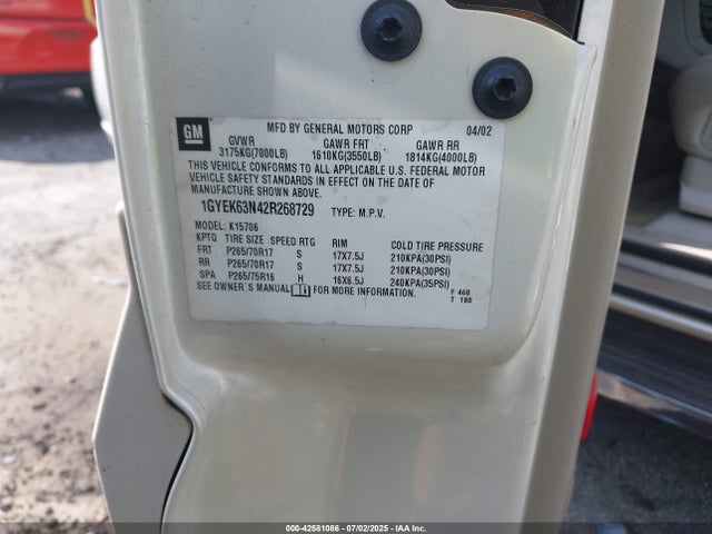 2002 CADILLAC ESCALADE 1GYEK63N42R268729 Photo 8