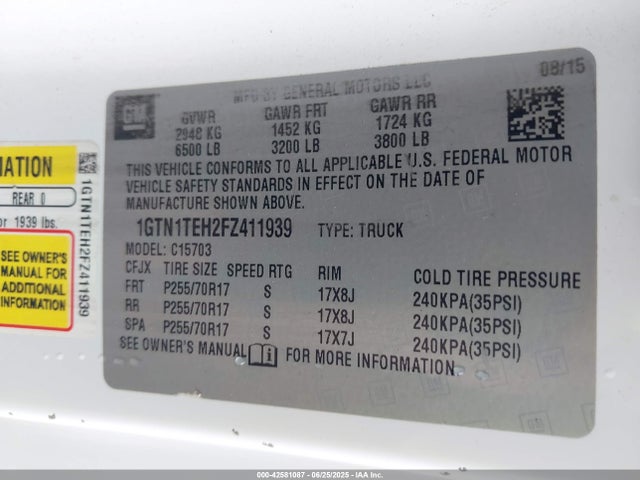 1GTN1TEH2FZ411939 GMC lv3 - vvt, aluminum, e85 max