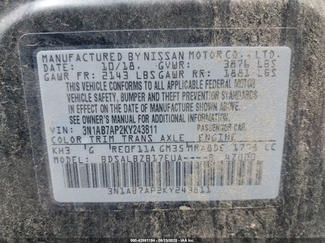 3N1AB7AP2KY243811 Nissan 2019