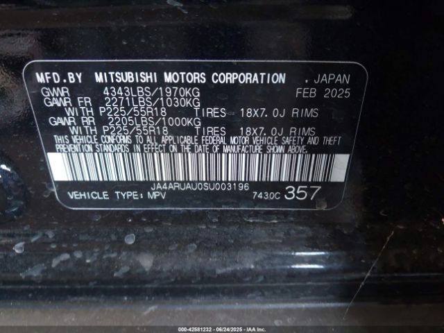 JA4ARUAU0SU003196 Mitsubishi mivec