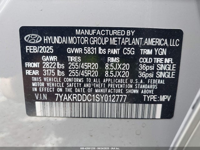 7YAKRDDC1SY012777 Hyundai Ioniq 5