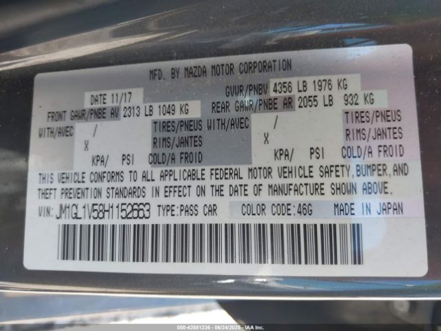 2017 MAZDA MAZDA6 JM1GL1V58H1152663 Photo 8