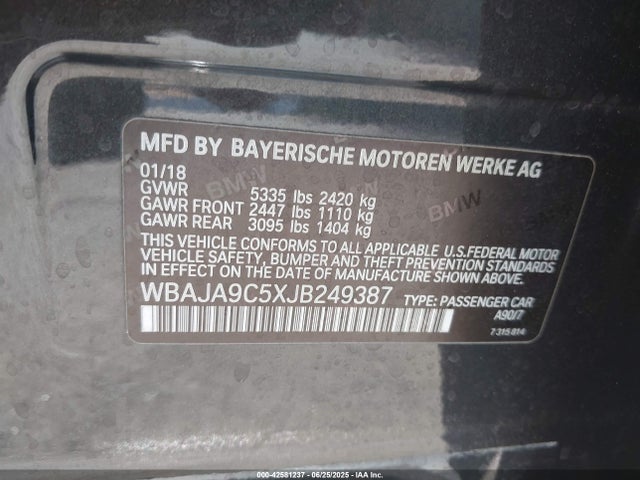 BMW 2018 2018 WBAJA9C5XJB249387 Image 9