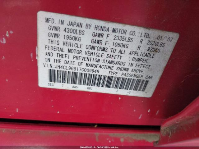 2007 ACURA TSX JH4CL96817C009948 Photo 8