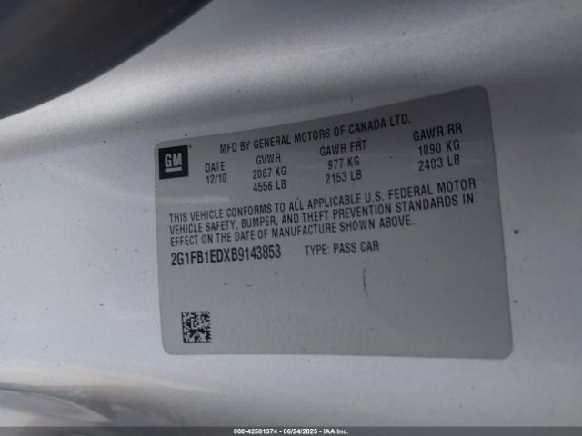 2011 CHEVROLET CAMARO 2G1FB1EDXB9143853 Photo 8