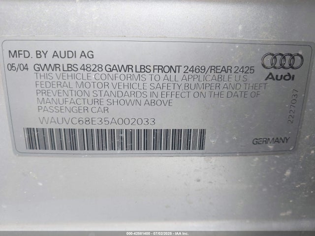 2005 AUDI A4 WAUVC68E35A002033 Photo 8