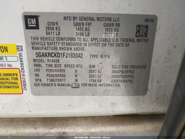 5GAKRCKD1FJ183042 Buick llt