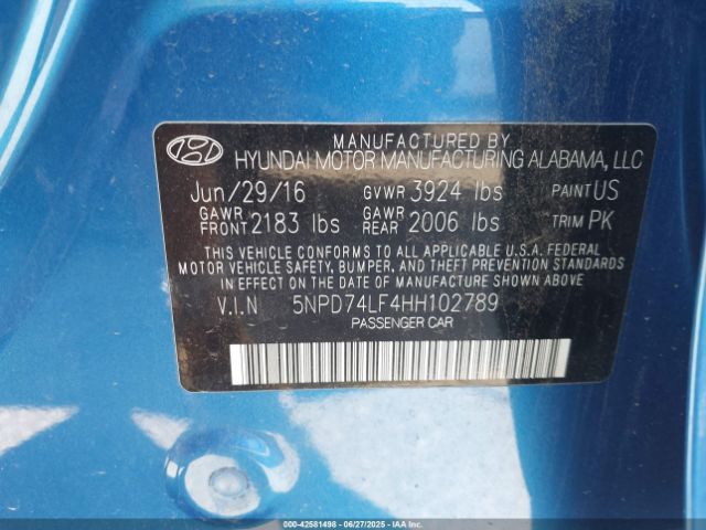 5NPD74LF4HH102789 Hyundai Elantra