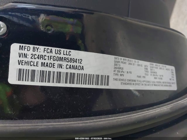 Chrysler Pacifica 2021 2C4RC1FG0MR589412 Image 9