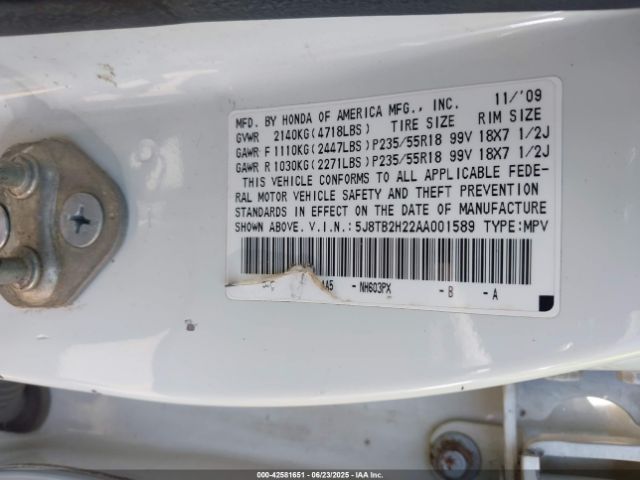 2010 ACURA RDX 5J8TB2H22AA001589 Photo 8