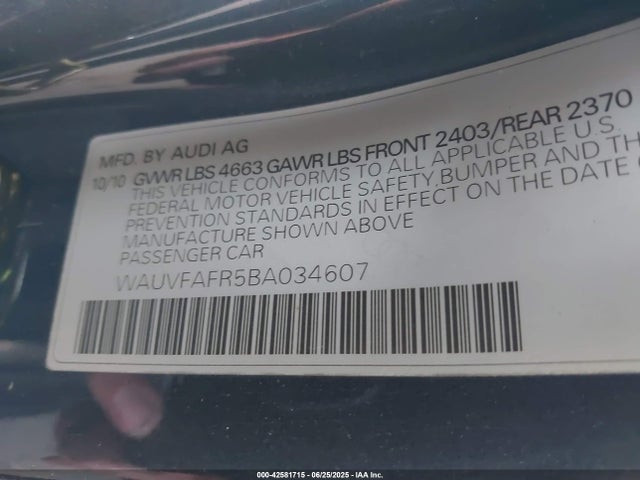 2011 AUDI A5 WAUVFAFR5BA034607 Photo 8