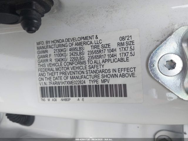 2021 HONDA CR-V 7FARW1H7XME022824 Photo 8
