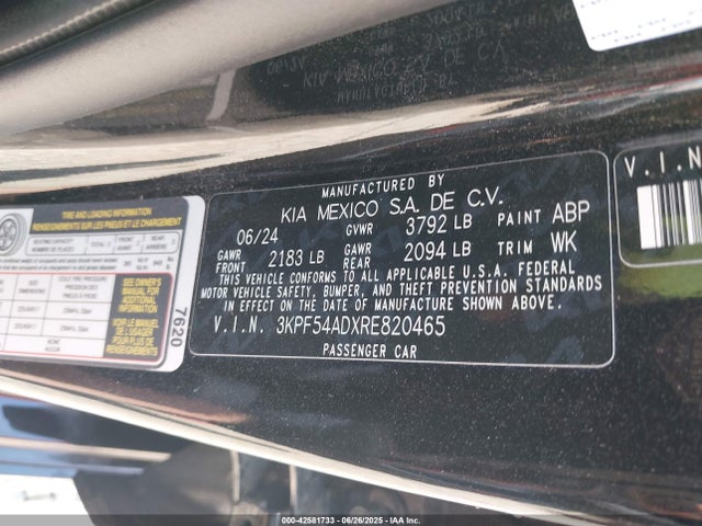 3KPF54ADXRE820465 KIA mpi nu