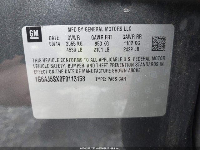 1G6AJ5SX0F0113158 Cadillac ltg